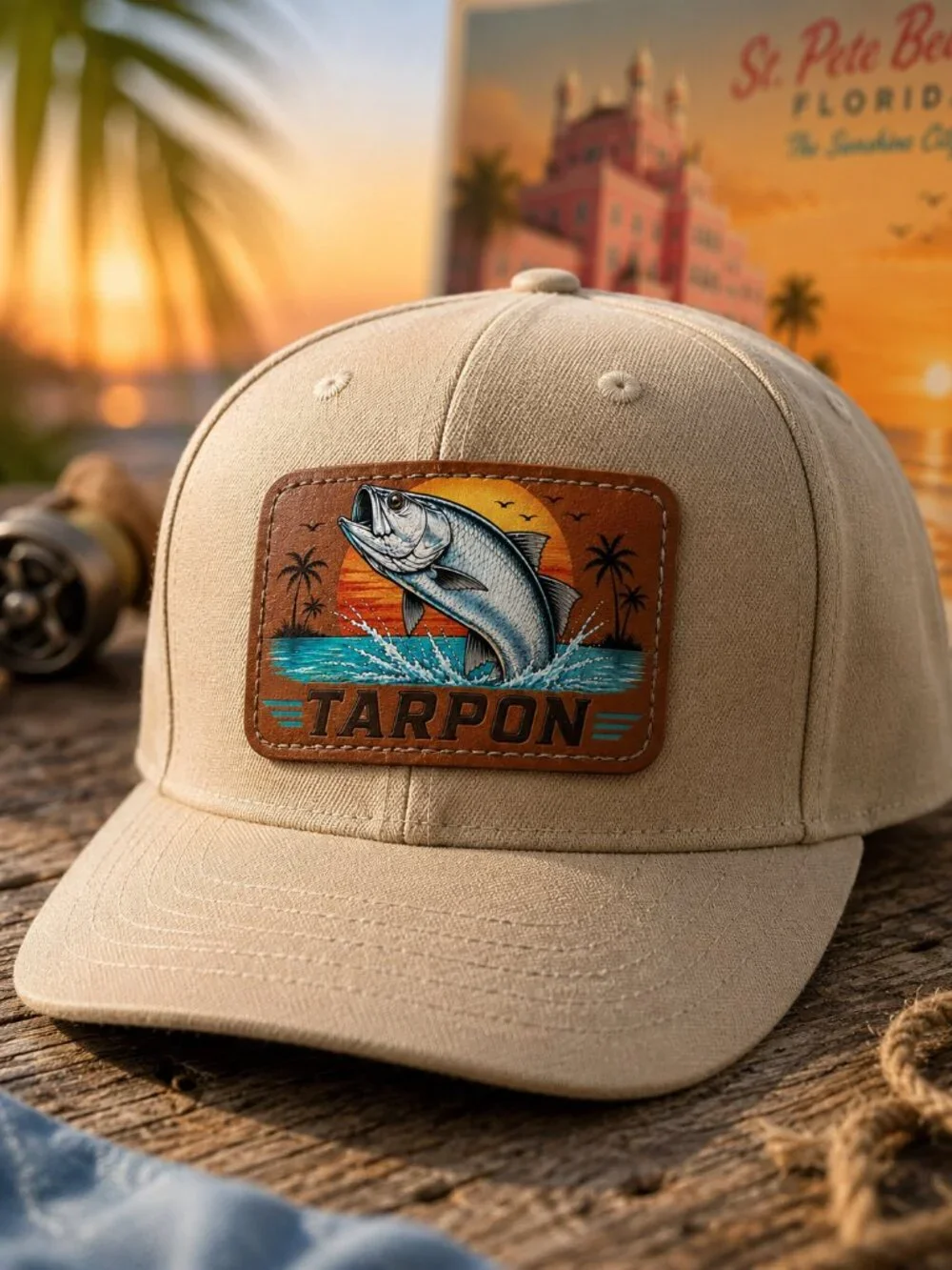 Tarpon Leather Patch Hat | Florida Fishing Cap | Coastal Snapback